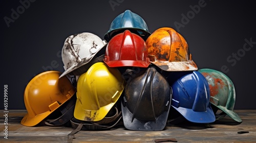 Colorful construction helme...