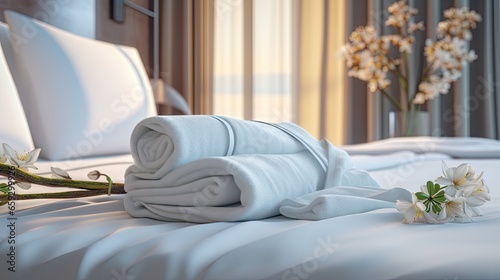 Cozy elegant hotel room wit...