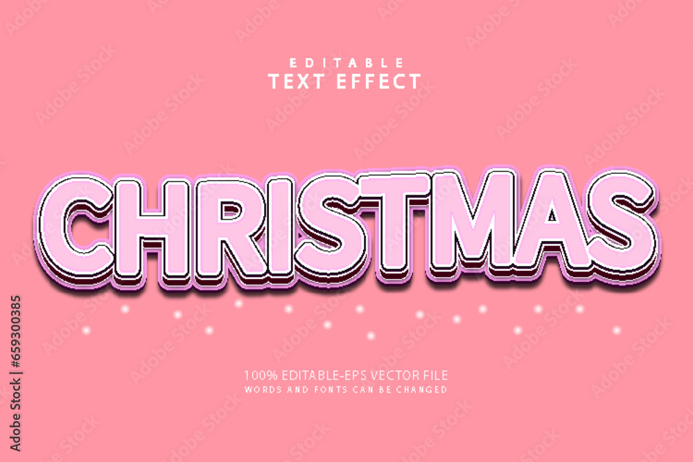 Christmas editable text effect 3 dimension emboss cartoon style