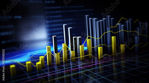 3D illustration depicting rising economy in Ukraine with financial charts and stock market indexes