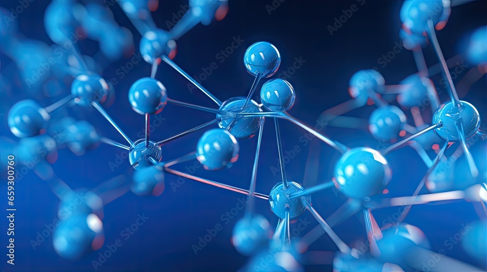 3D illustration featuring blue background molecules