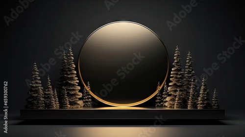 Black and gold stage with C...