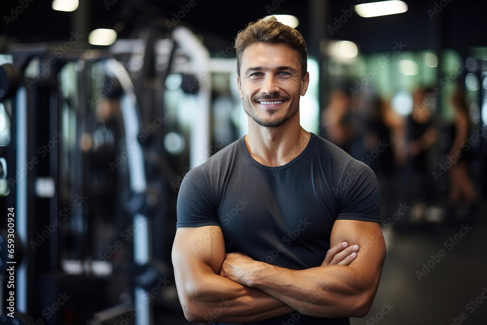 potrait of a man in the gym, with empty copy space potrait of a man in the gym, with empty copy space