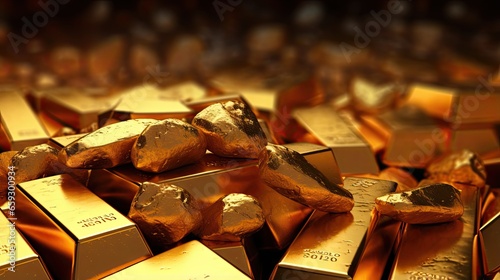 Close up of gold bars on a ...