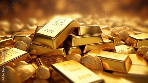 Close up of gold bars on a ...