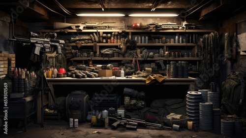 Different weapons and milit...