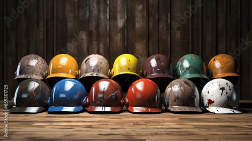 Colorful construction helme...