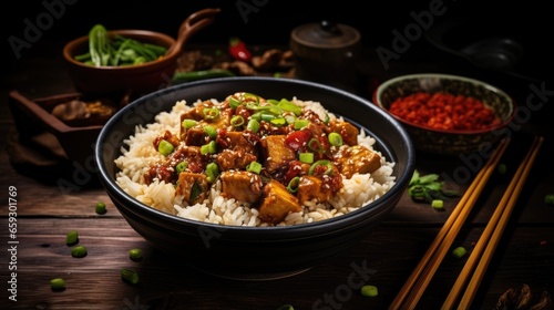 Asian Chinese vegan dish wi...