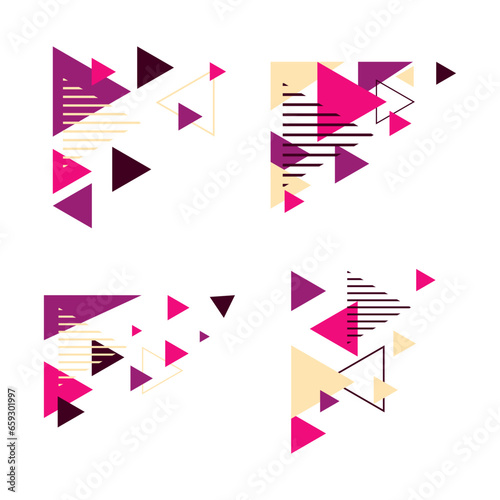 Triangle Corner Shape For Background. Abstract Decoration. Vector Illustration Set.