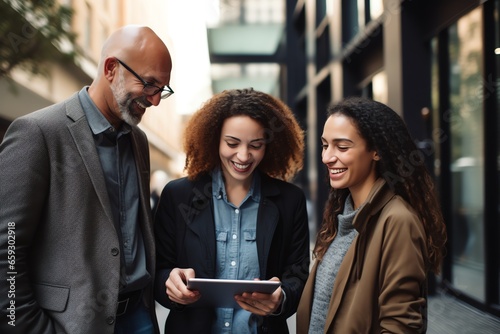 Group of business people using digital tablet