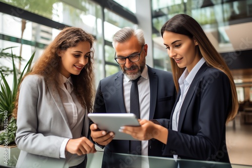 Group of business people using digital tablet