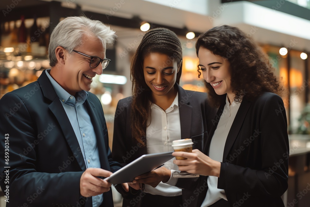 Group of business people using digital tablet