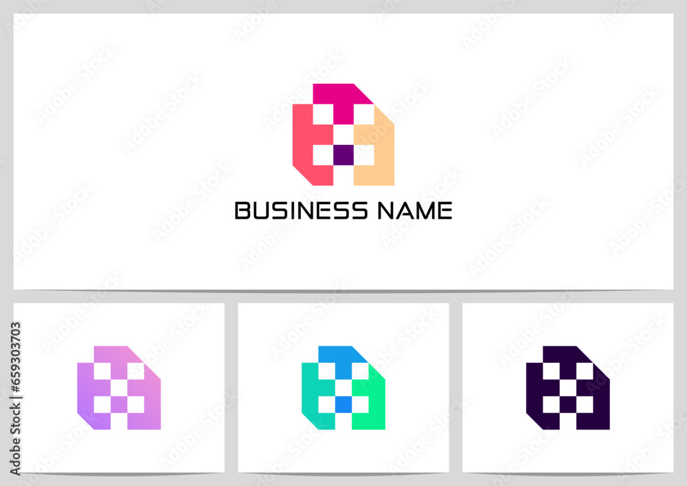 Obraz premium Geometric Shape Formed Negative Space Letter Alphabet Logo Design Logotype X