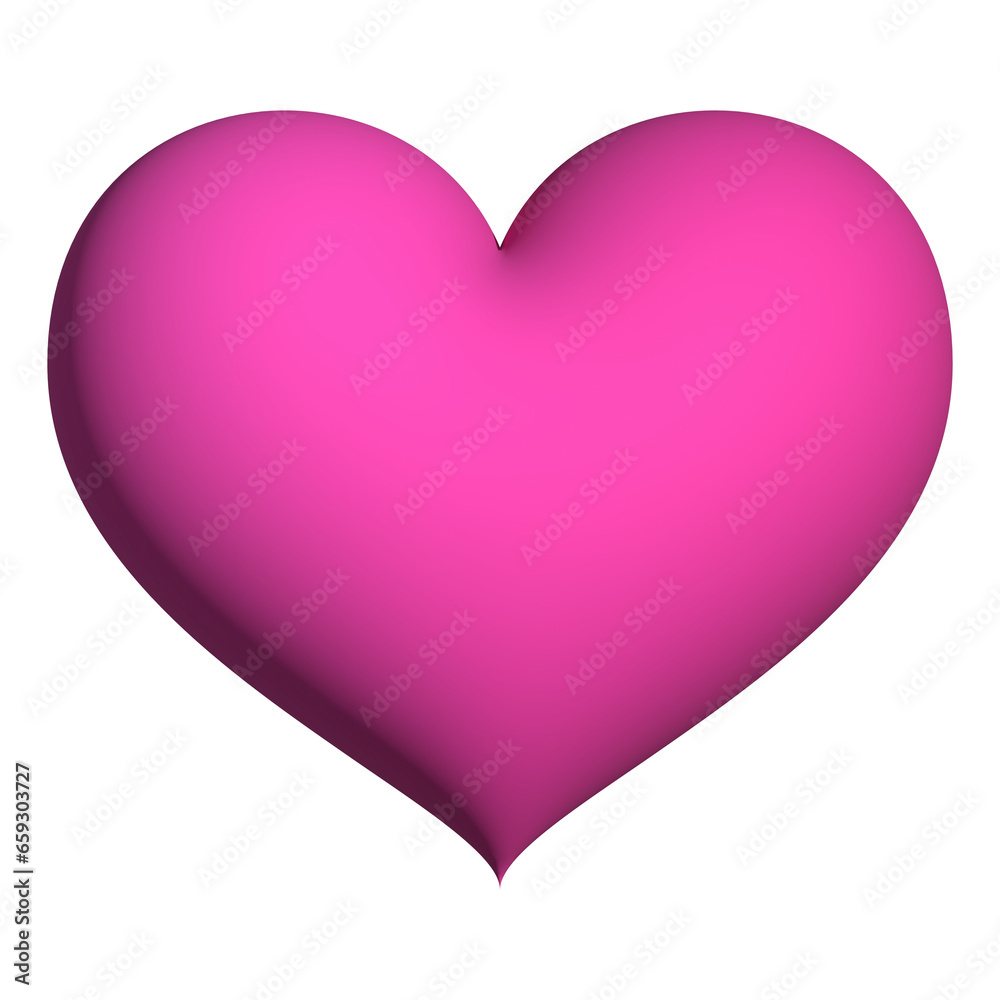 Pink heart 3d rendering romantic symbol valentine concept