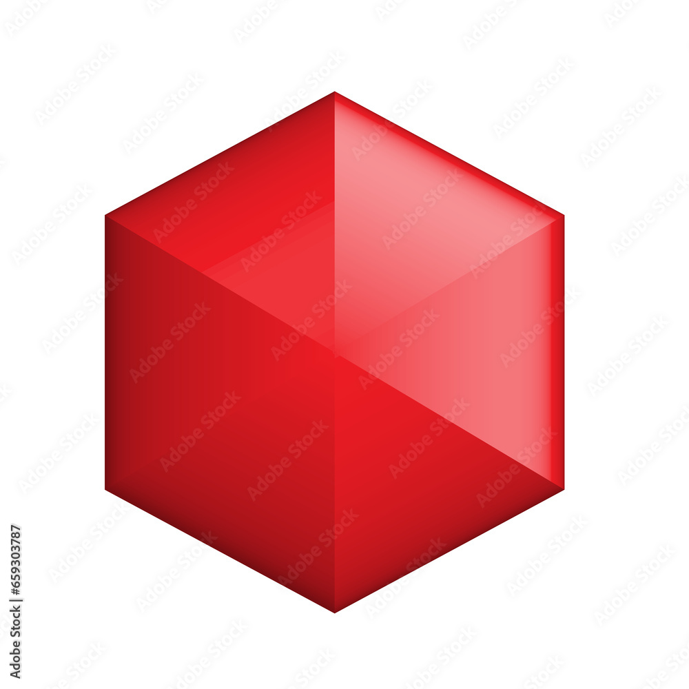 Geometric 3d hexagon shape red design for element Geometric 3d hexagon shape red design for element
