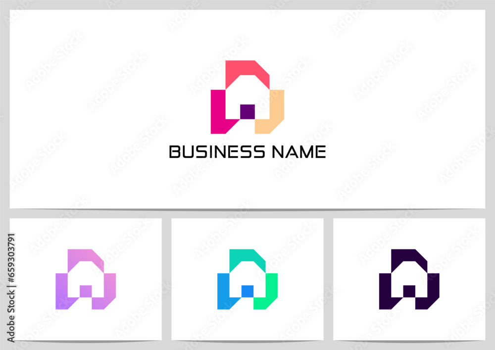 Geometric Shape Formed Negative Space Letter Alphabet Logo Design ...