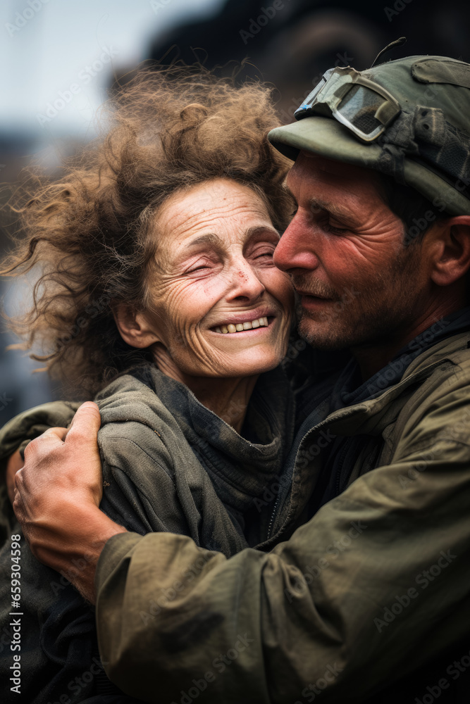 Fototapeta premium Despair and Hope: Capturing the emotional turmoil of a single Israeli civilian during a cease-fire in a military operation 