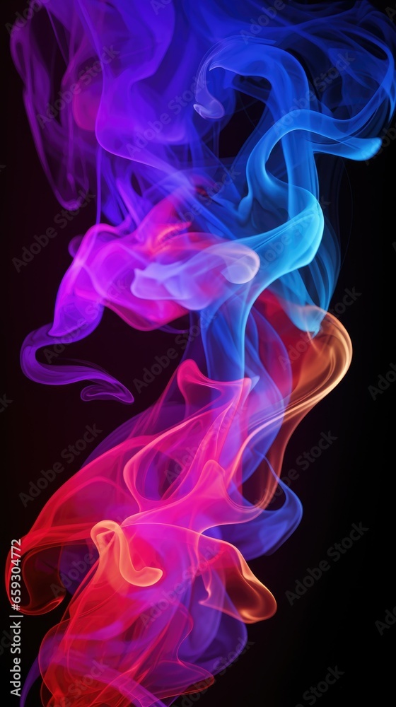 Colorful creative smoke on black background