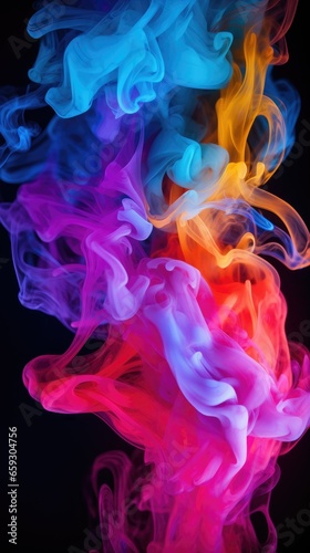 Colorful creative smoke on black background