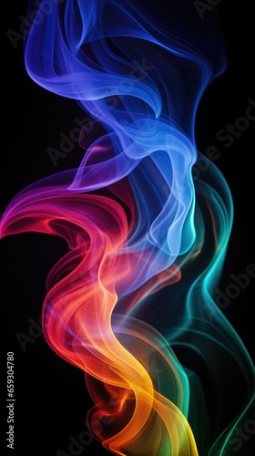 Colorful creative smoke on black background