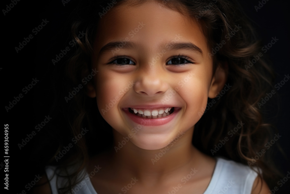 Close up of beautiful smiling little girl with white perfect teeth Close up of beautiful smiling little girl with white perfect teeth