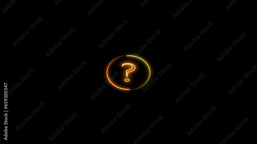 Question mark symbol with neon circle animation Question mark symbol with neon circle animation