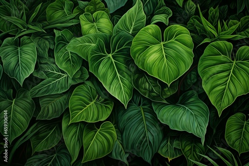 lush green leaves depicting growth and rejuvenation. Generative AI © Tanith