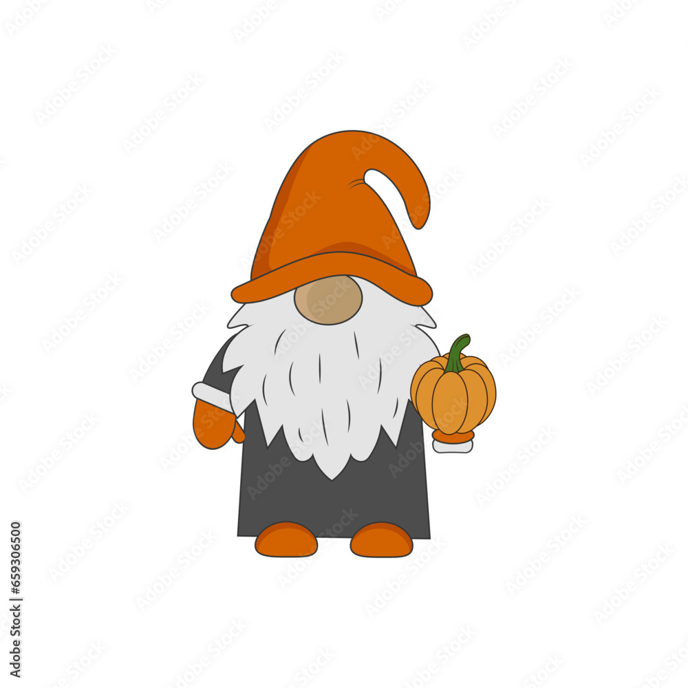 Vector stock illustration of Leprechaun with pumpkin