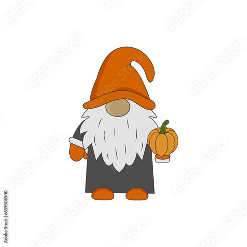Obraz na płótnie Vector stock illustration of Leprechaun with pumpkin w salonie