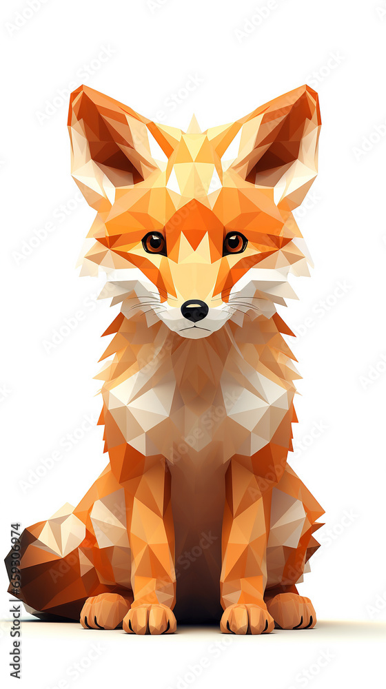 Obraz premium A red fox on a neutral background.