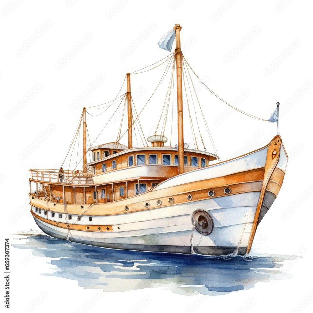 luxurious boat ship Illustration, Generative Ai luxurious boat ship Illustration, Generative Ai