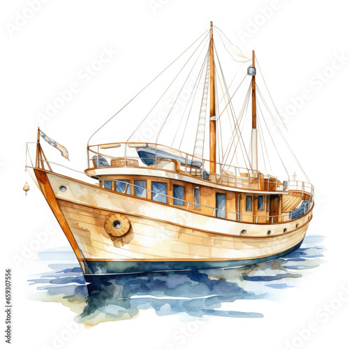 luxurious boat ship Illustration, Generative Ai