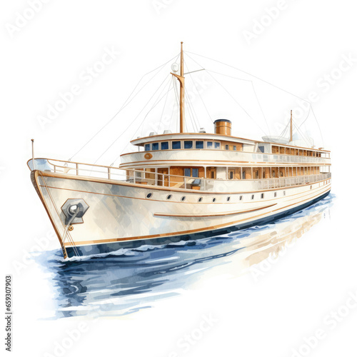 luxurious boat ship Illustration, Generative Ai