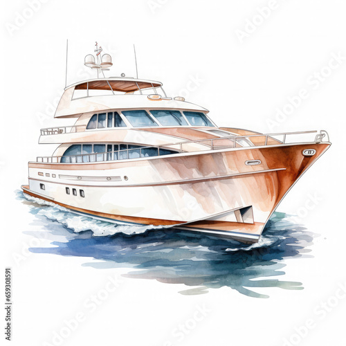 luxurious boat ship Illustration, Generative Ai © Creative Artist