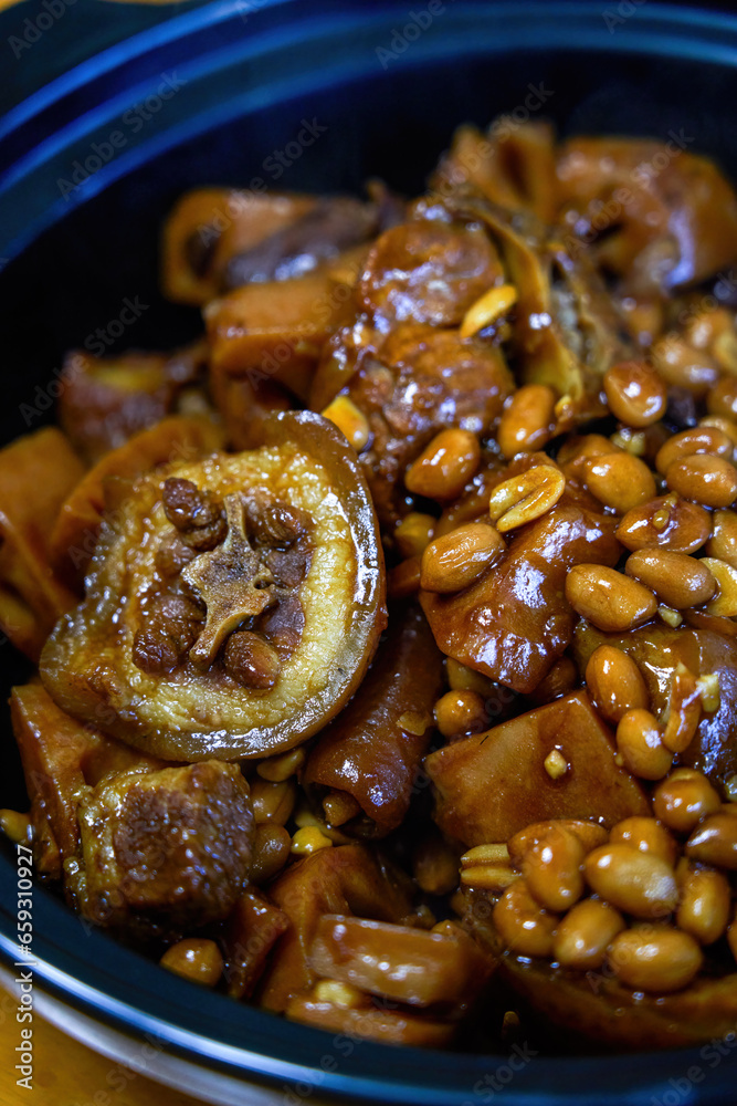 A delicious Chinese dish, Braised Pig Tail with Peanuts A delicious Chinese dish, Braised Pig Tail with Peanuts