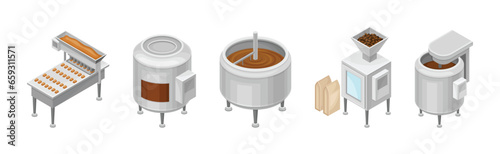 Chocolate Sweets Production and Manufacture Isometric Vector Set