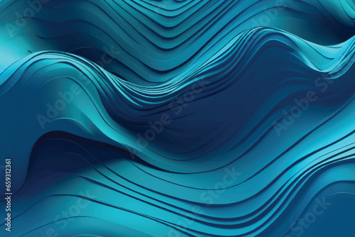 Blue color wavy background with paper cut style © Turkan Rahimli