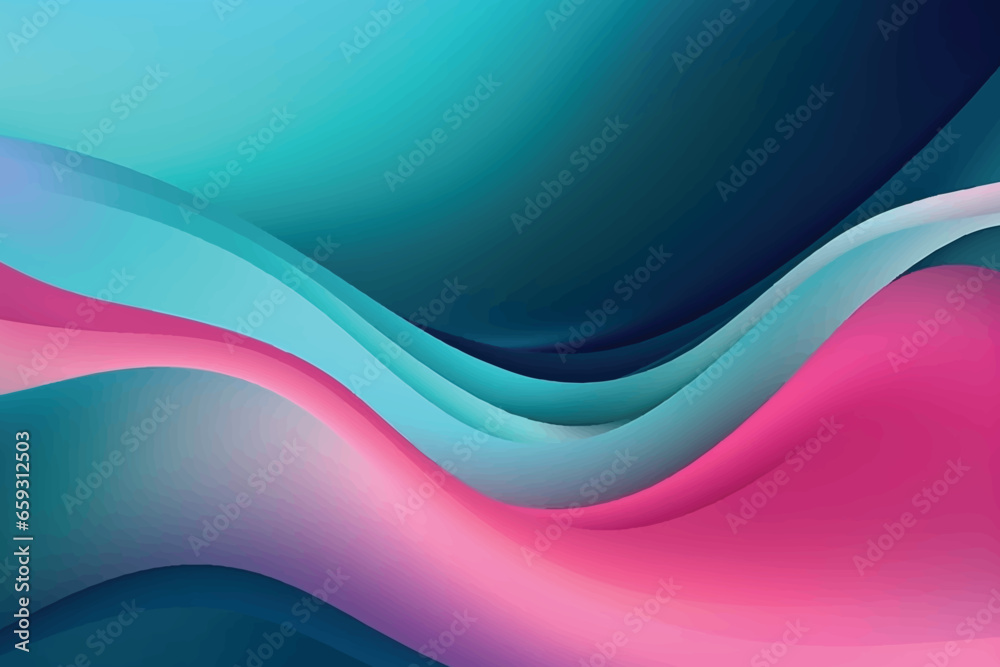 Obraz premium Green and pink color wavy background with paper cut style