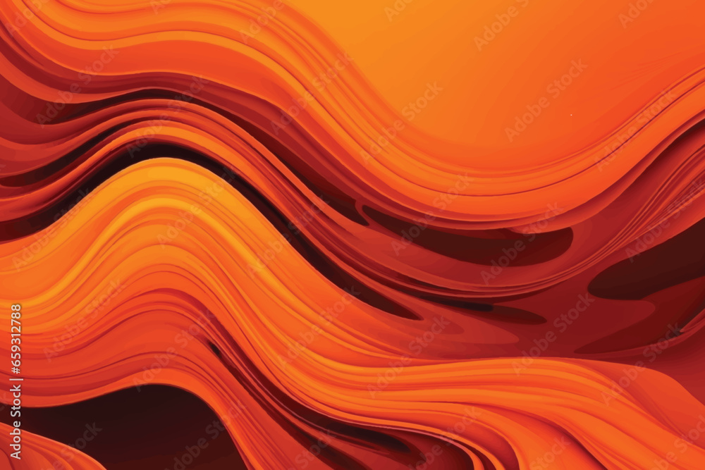 Orange color wavy background with paper cut style