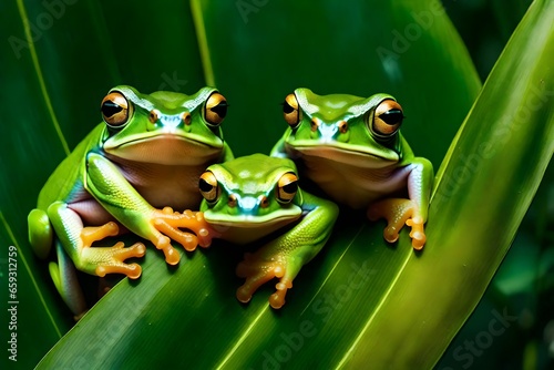 green tree frog on leaf