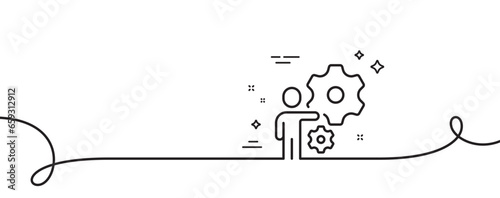 Job line icon. Continuous one line with curl. Business employment sign. Man at work symbol. Job single outline ribbon. Loop curve pattern. Vector