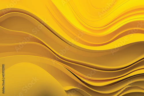 Yellow color wavy background with paper cut style