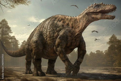 A gigantic prehistoric carnivorous dinosaur. Generative AI