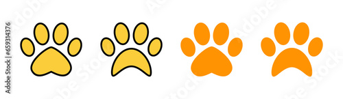 Paw icon set for web and mobile app. paw print sign and symbol. dog or cat paw