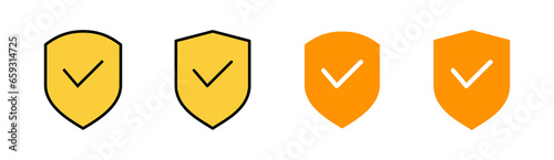 Shield check mark icon set for web and mobile app. Protection approve sign. Insurance icon