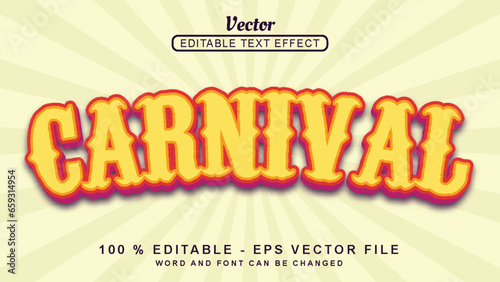 Editable 3d text effect yellow Carnival Fun style isolated on light background