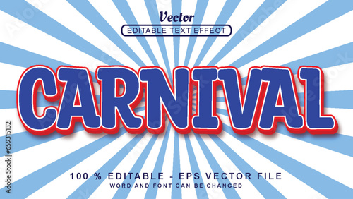 Editable 3d text effect dark blue Carnival simple style isolated on white background