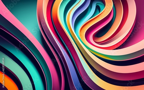 Abstract colorful geometric background with 3d shapes. AI Generation