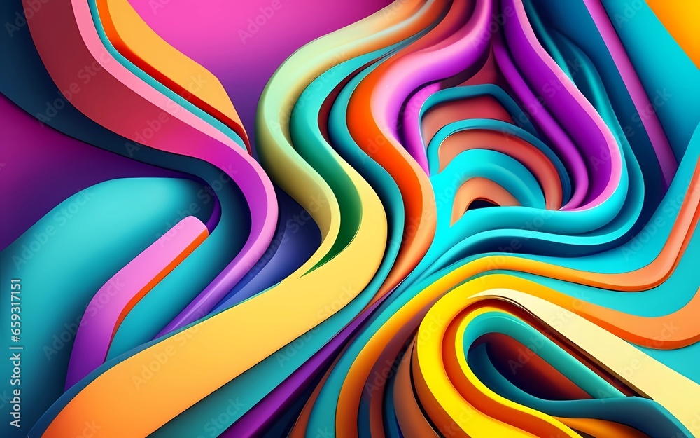 Abstract colorful geometric background with 3d shapes. AI Generation Abstract colorful geometric background with 3d shapes. AI Generation