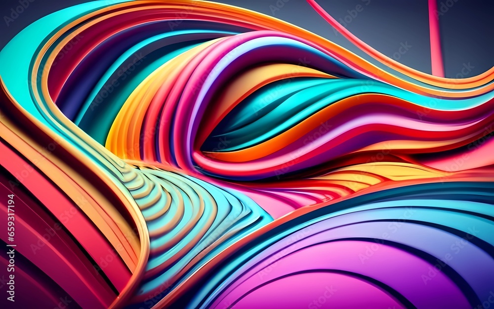 Abstract colorful geometric background with 3d shapes. AI Generation Abstract colorful geometric background with 3d shapes. AI Generation
